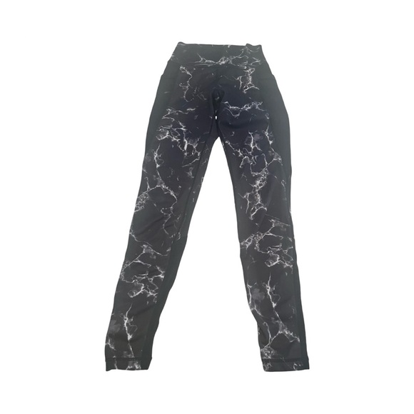 Buff Bunny Black White Marble Print Leggings‎ Size XS Pockets Workout - Picture 1 of 3